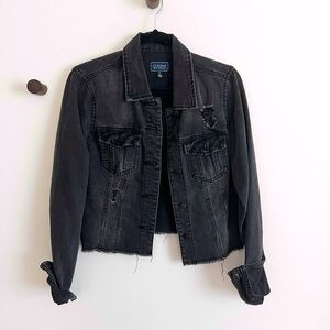 Ci Sono Black Distressed Cropped Denim Jacket